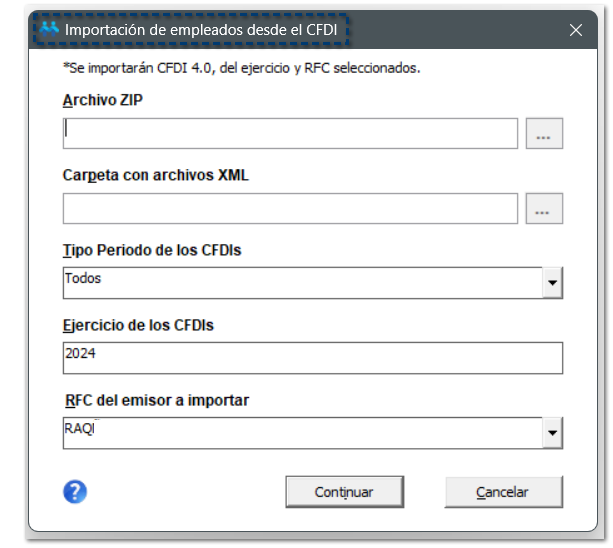 módulo Importación de empleados desde el CFD