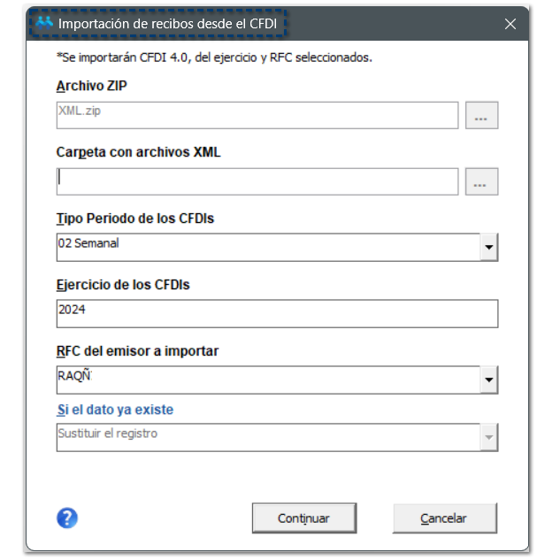 módulo Importación de Movimientos