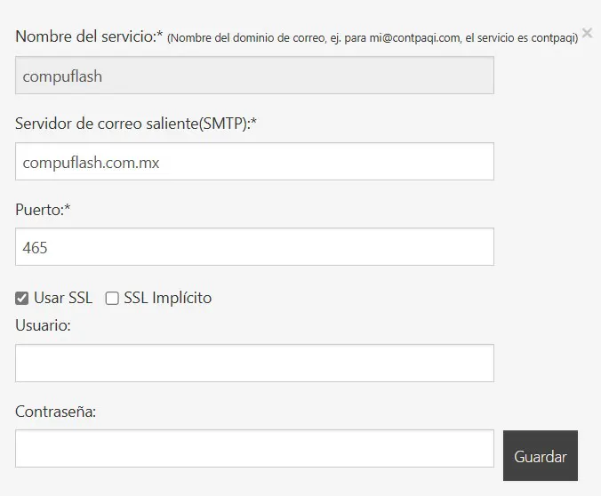 configura correo envio nomina d
