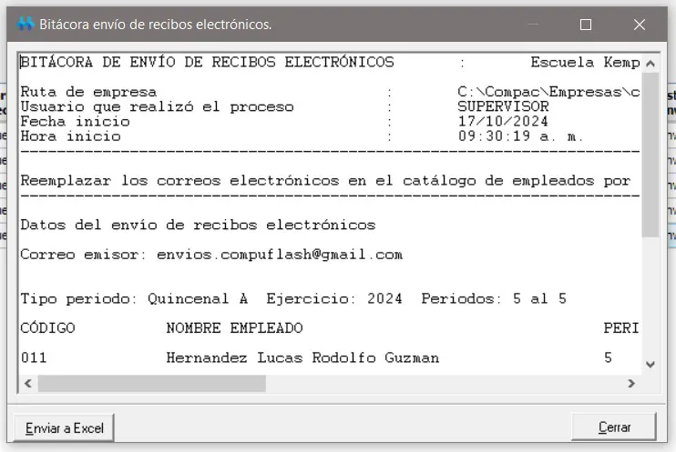 envio masivo de recibos bitacora